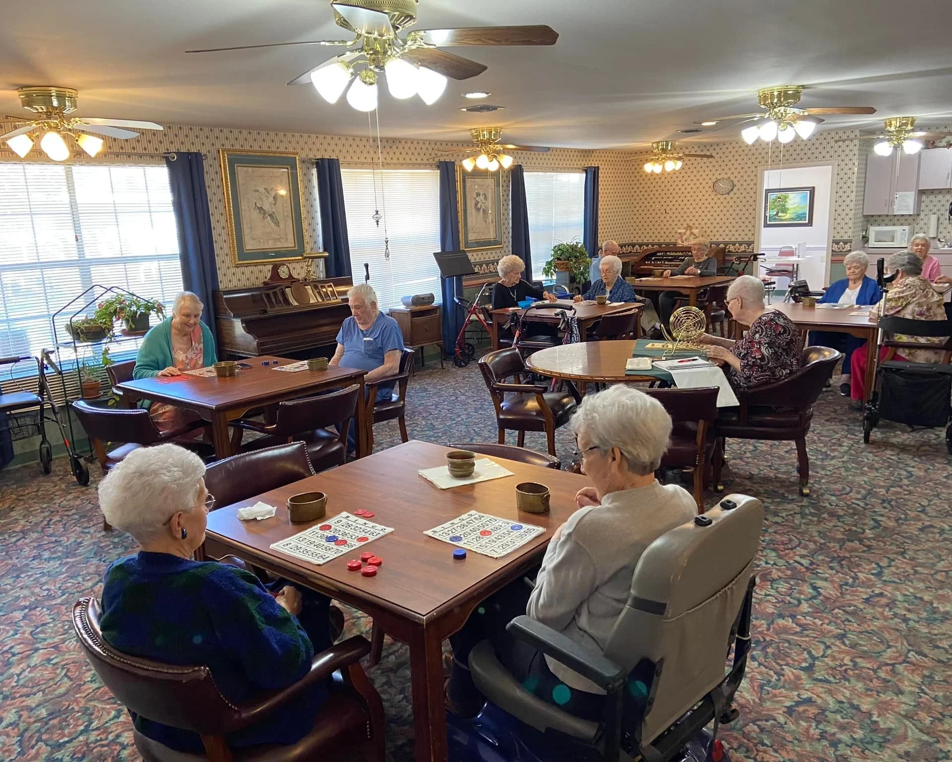 Residents enjoying bingo at The Meadows